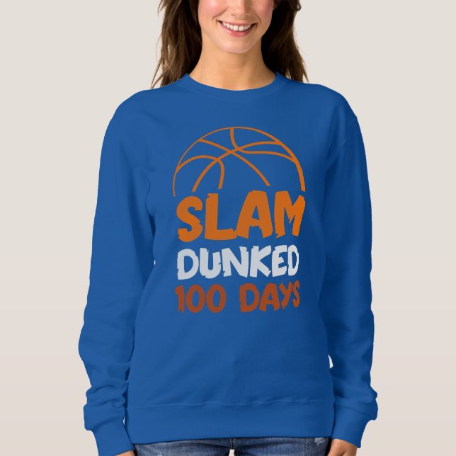Slam Dunked 100 dagar Basketball Player Coach T Shirt (Framsida)