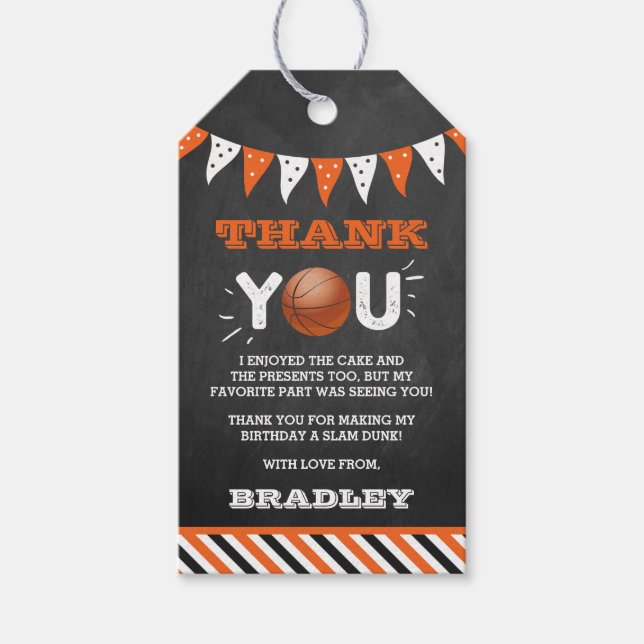 Slam Dunking Big One | Basketball Birthday Presentetikett (Framsidan)