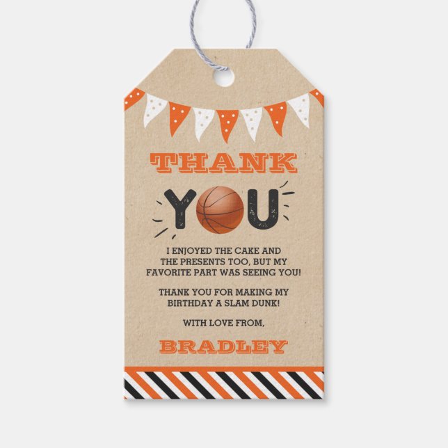 Slam Dunking Big One | Basketball Birthday Presentetikett (Framsidan)