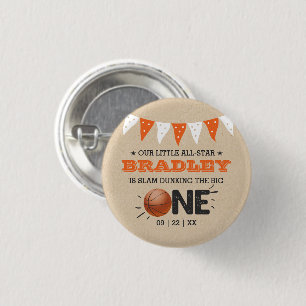 Slam Dunking Big One Basketboll 1:a födelsedag Knapp