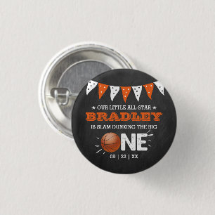 Slam Dunking Big One Basketboll 1:a födelsedag Knapp