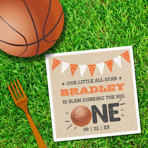 Slam Dunking Big One Basketboll 1:a födelsedag Pappersservett