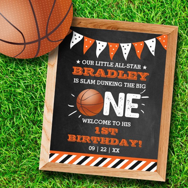 Slam Dunking Big One | Basketboll 1:a födelsedag Poster (Skapare uppladdad)
