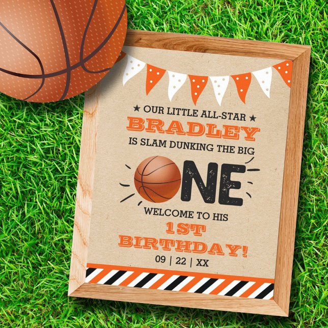 Slam Dunking Big One | Basketboll 1:a födelsedag Poster (Skapare uppladdad)