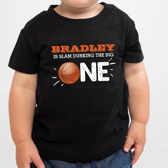 Slam Dunking Big One | Basketboll 1:a födelsedag T Shirt (Skapare uppladdad)