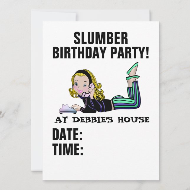 SLAMBIRTHDAY RETRO GIRL INVITATIONS INBJUDNINGAR (Framsida)