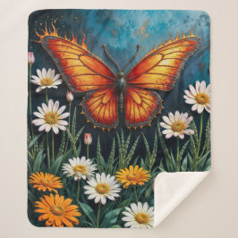 Slamflugan i flammor fantasi, vit kamomilekonst