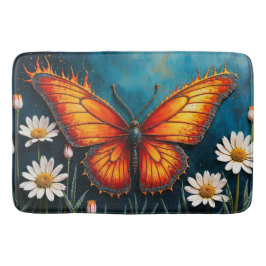 Slamflugan i flammor fantasi, vit kamomilekonst badrumsmatta