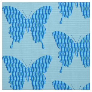 Slamflugan i tapet-utskrift - blå nyanser tyg