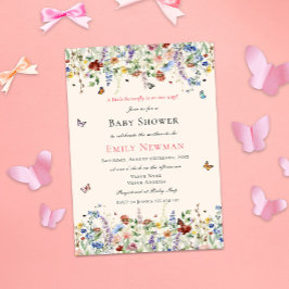 Slamflugan på vägen | Blommigt Girl Baby Shower Inbjudningar