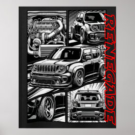 Slammad Renegade Widebody Turbo Serietidningsgrafi Poster