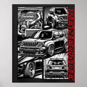 Slammad Renegade Widebody Turbo Serietidningsgrafi Poster