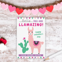 Slammande Rosa Lama Tjejers Klassrumsvalentin Inbjudningar