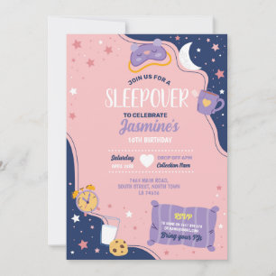 Slampartis födelsedag Sleepover Cute Girls Pink Inbjudningar