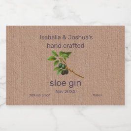Slån Gin-etikett på Kraftfärgat papper Spritflaskor Etikett