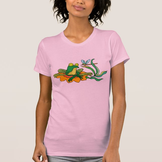 Slända för blommaLilypad groda T Shirt (Framsida)