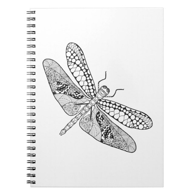 Slända Zendoodle Anteckningsbok Med Spiral (Framsidan)