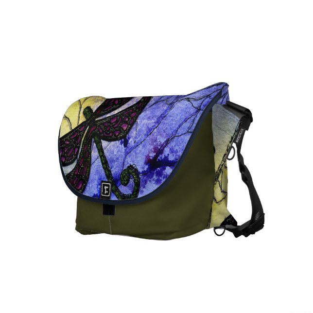 SländaCollage över vattenfärgen - blåttgult Messenger Bag (Högra Framsidan)