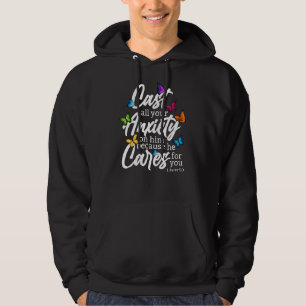 Släng all din oro på honom 1 057 bibel Vers Hoodie