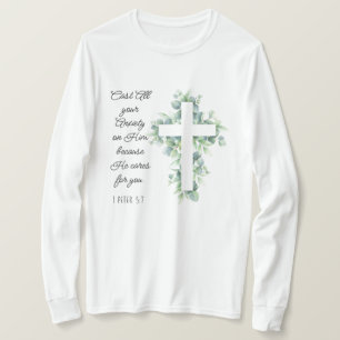 Släng all din oro på honom Eucalyptus Kor T Shirt