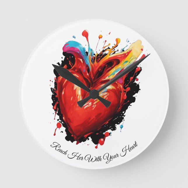 Släng henne med hjärtat rund klocka (Framsida)