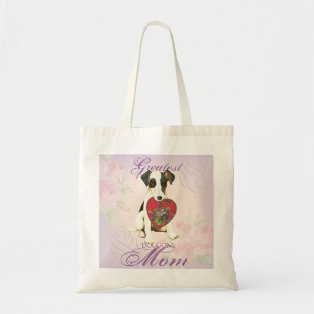 Släoth Fox Terrier Heart Mamma Large Tote Bag Tygkasse (Framsidan)