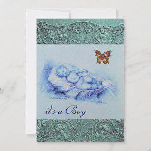 SLÅPBARN MED SMÖR BLUE BOY BABY SHOWER INBJUDNINGAR