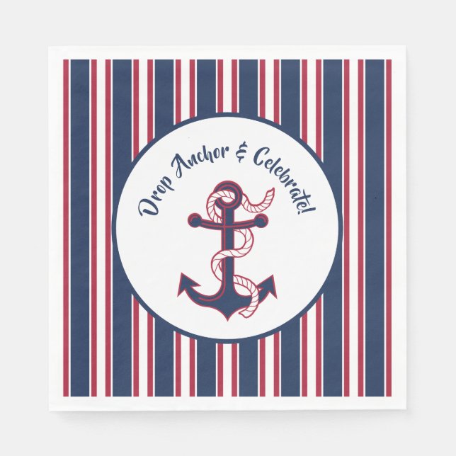 Släpp ankaret & firar patriotiska kust- plates pappersservett (Framsidan)