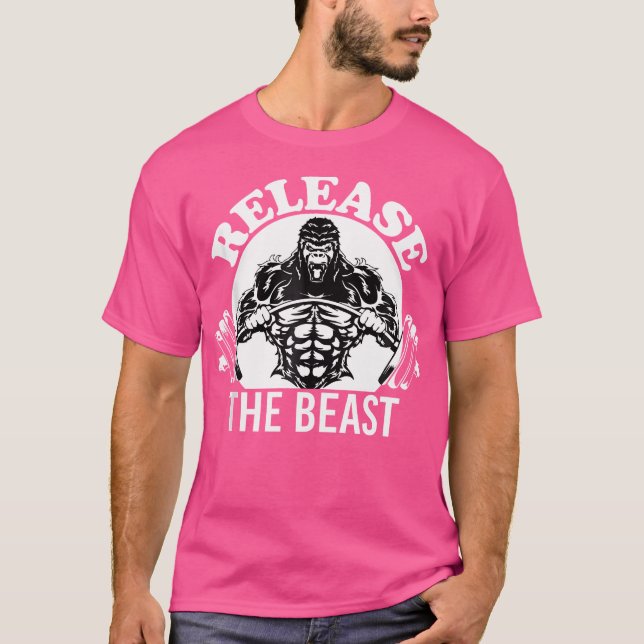 Släpp Beasten Gym Gorilla Weight Hiss Animal M T Shirt (Framsida)