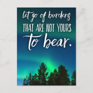 Släpp bördorna Motivational Quote Vykort