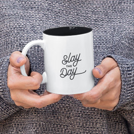 SLÄPP DAGEN Rolig Modern Motiverande Typografi Två-Tonad Mugg