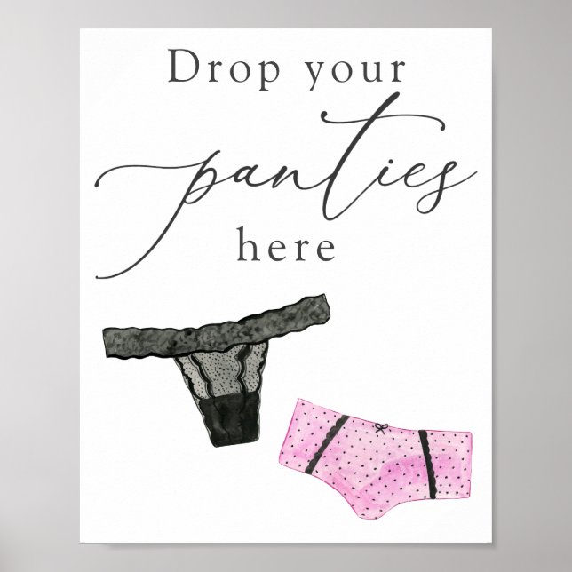 Släpp dina paneler här, Lingerie Shower-skylt Poster (Framsidan)