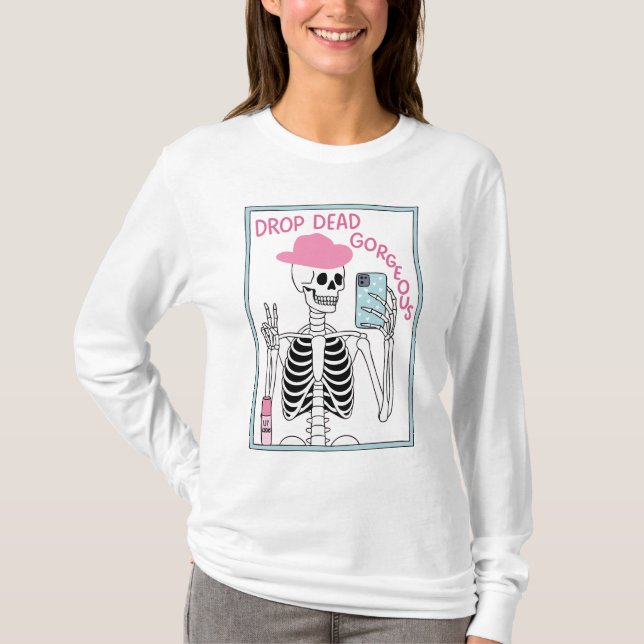 Släpp dödlig, underbar skeleton, estetisk design t shirt (Framsida)