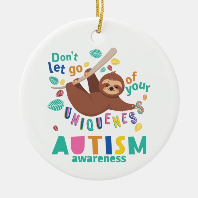 Släpp inte din unika autism-medvetenhet julgransprydnad keramik (Framsidan)