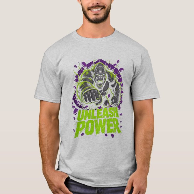 Släpp lös Power Gorilla Grafisk T-Shirt (Framsida)