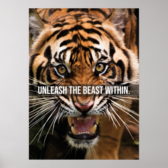 Släpp loss Beasten inom - tiger motivation Poster (Framsidan)