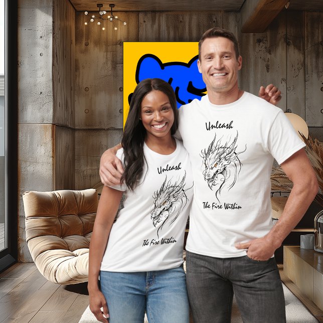 Släpp loss branden inom - Travt Dragon Line Art T Shirt (Skapare uppladdad)