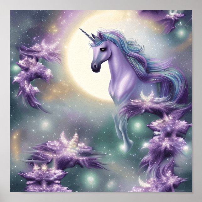 Släpp loss din fantasi med Whimsical Unicorn Poster (Framsidan)