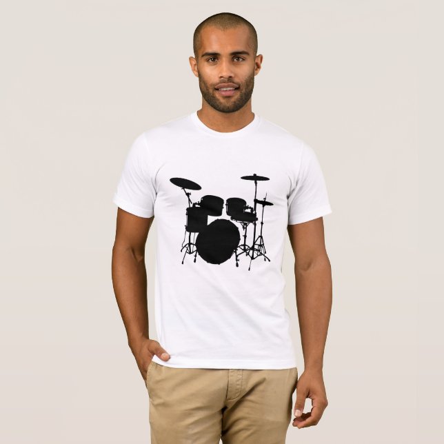 Släpp loss din rytm: Drum Kit Silhouette T Shirt (Hel framsida)