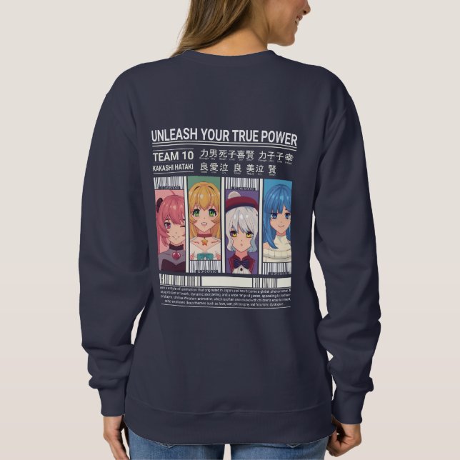 Släpp Loss Din Sanna Kraft Anime Team Poster Desig T Shirt (Baksida)
