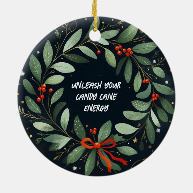 Släpp loss energijulklappen i Candy cane Julgransprydnad Keramik (Baksidan)