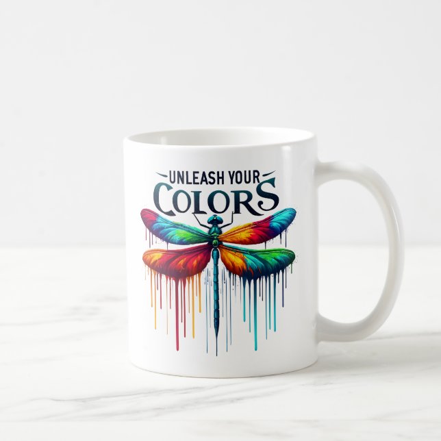 Släpp loss Färgen - Konstnärlig Dragonfly Kaffemugg (Höger)