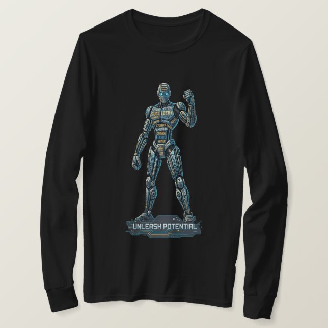 Släpp Loss – Futuristisk Robot Långärmad Tröja (Design framsida)