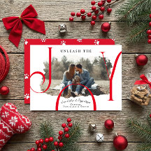 Släpp loss glädjen röd | Julkort för husdjursfoto