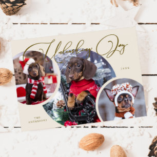 Släpp loss Joy Cream Hund Photo Helgdag Card Julkort