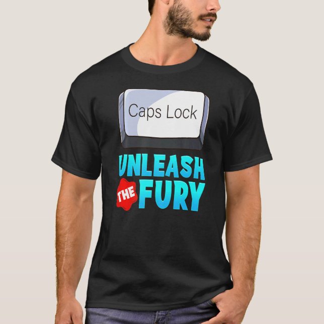 Släpp loss Tangentbord Warrior i Fury Caps Lock T Shirt (Framsida)