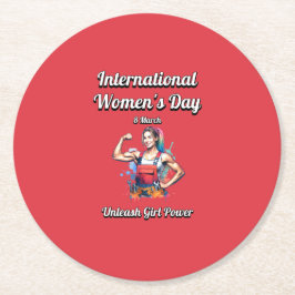 Släpp loss tjejen Power. Internationell kvinnodag. Underlägg Papper Rund