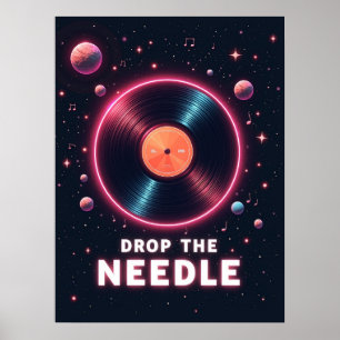Släpp nålen – Retro vinyl i rymden Poster
