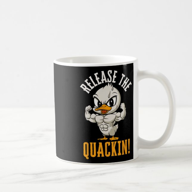 Släpp Quackin Funny Anka Gym Weightlift B Kaffemugg (Höger)