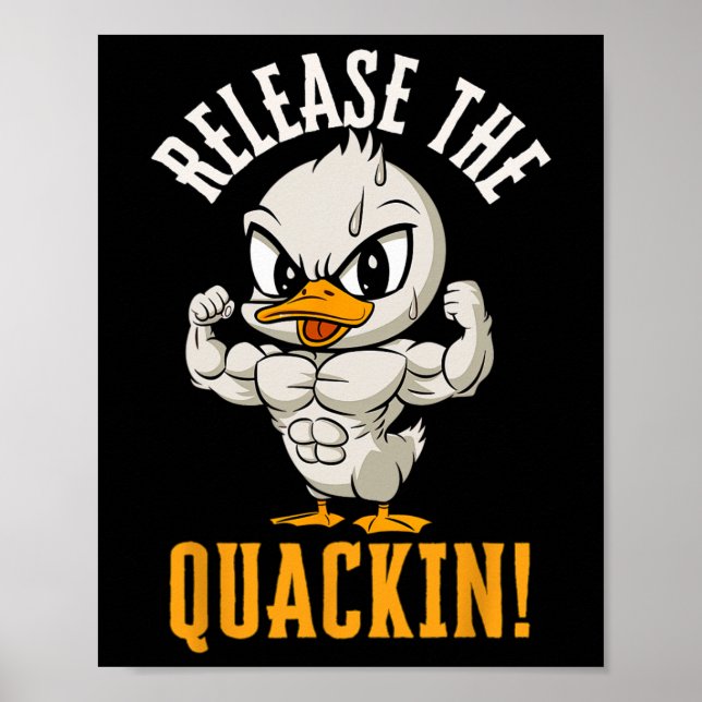 Släpp Quackin Funny Anka Gym Weightlift B Poster (Framsidan)